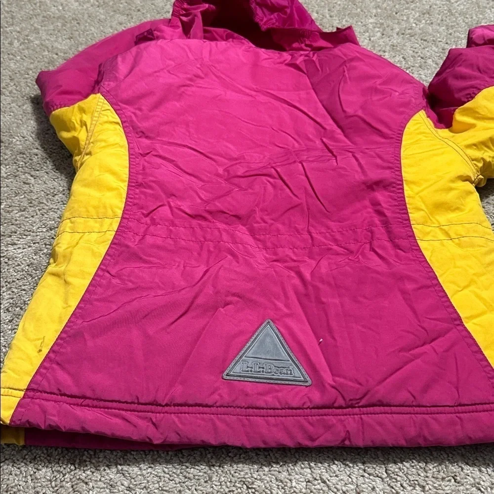 L.L. Bean Pink & Yellow Winter Jacket Thinsulate  Hooded Girls Size XS(6)
